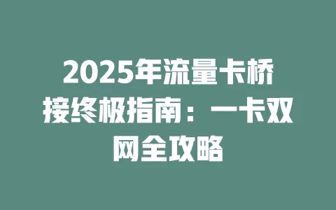 2025年流量卡桥接终极指南：一卡双网全攻略