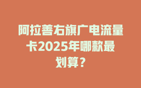 阿拉善右旗广电流量卡2025年哪款最划算？