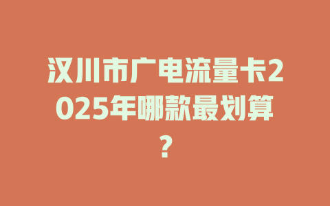 汉川市广电流量卡2025年哪款最划算？