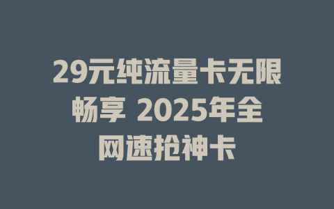 29元纯流量卡无限畅享 2025年全网速抢神卡