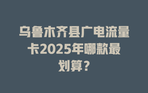 乌鲁木齐县广电流量卡2025年哪款最划算？