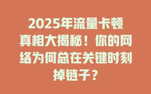 2025年流量卡顿真相大揭秘！你的网络为何总在关键时刻掉链子？