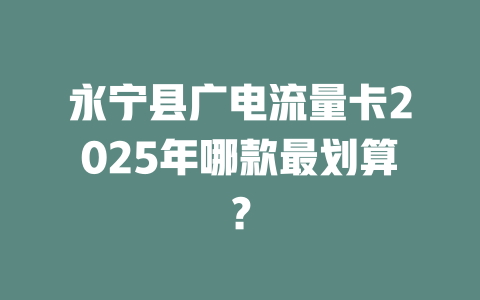 永宁县广电流量卡2025年哪款最划算？