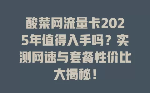 酸菜网流量卡2025年值得入手吗？实测网速与套餐性价比大揭秘！