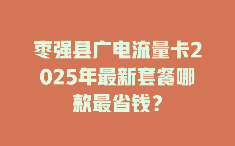 枣强县广电流量卡2025年最新套餐哪款最省钱？