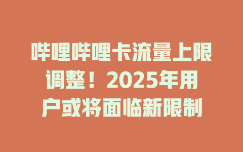 哔哩哔哩卡流量上限调整！2025年用户或将面临新限制