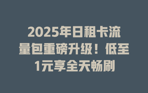 2025年日租卡流量包重磅升级！低至1元享全天畅刷