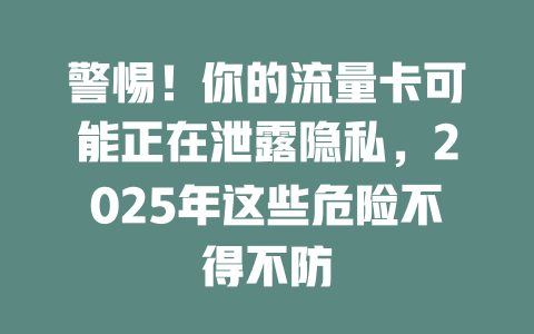 警惕！你的流量卡可能正在泄露隐私，2025年这些危险不得不防