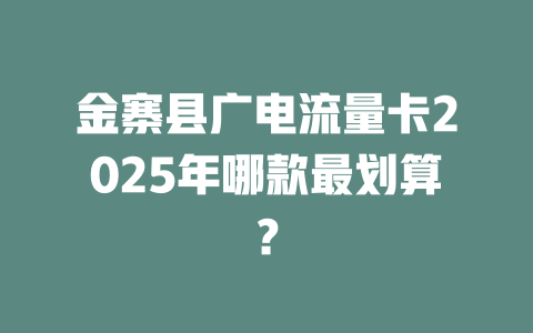 金寨县广电流量卡2025年哪款最划算？