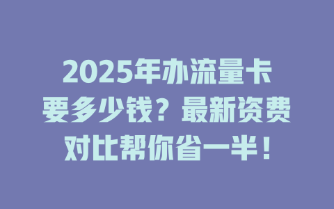 2025年办流量卡要多少钱？最新资费对比帮你省一半！