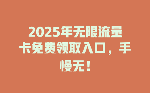 2025年无限流量卡免费领取入口，手慢无！