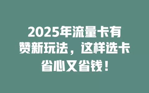2025年流量卡有赞新玩法，这样选卡省心又省钱！