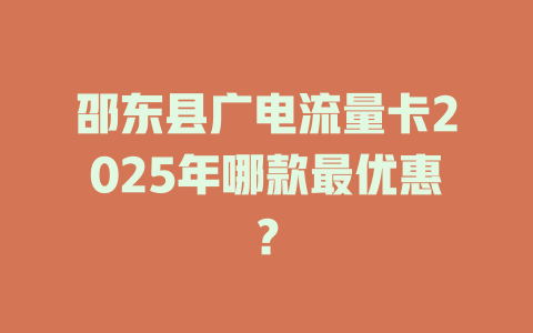 邵东县广电流量卡2025年哪款最优惠？