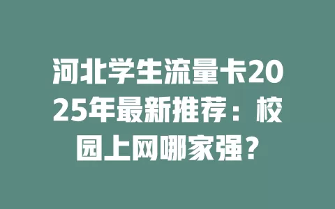 河北学生流量卡2025年最新推荐：校园上网哪家强？