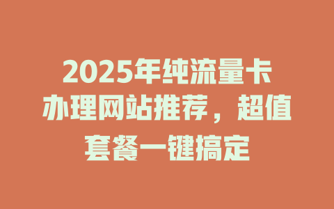 2025年纯流量卡办理网站推荐，超值套餐一键搞定