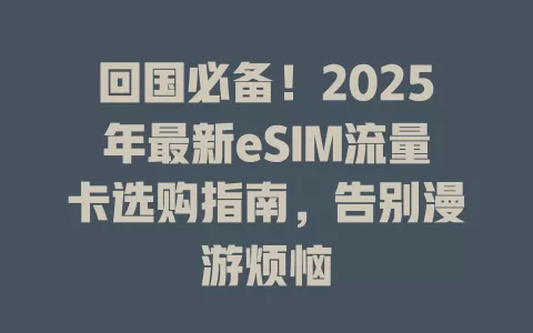 回国必备！2025年最新eSIM流量卡选购指南，告别漫游烦恼