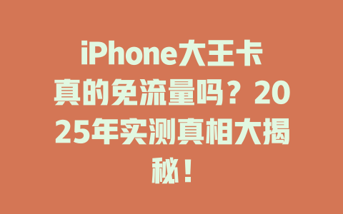 iPhone大王卡真的免流量吗？2025年实测真相大揭秘！
