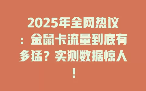 2025年全网热议：金鼠卡流量到底有多猛？实测数据惊人！