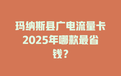 玛纳斯县广电流量卡2025年哪款最省钱？