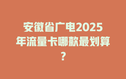 安徽省广电2025年流量卡哪款最划算？
