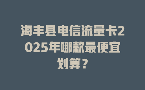 海丰县电信流量卡2025年哪款最便宜划算？