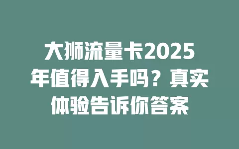 大狮流量卡2025年值得入手吗？真实体验告诉你答案
