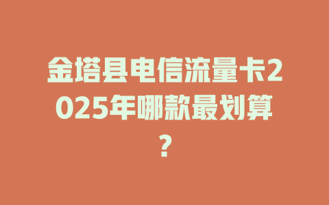 金塔县电信流量卡2025年哪款最划算？