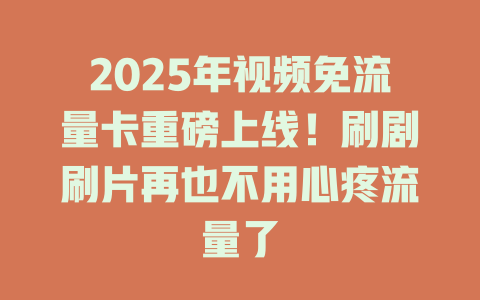 2025年视频免流量卡重磅上线！刷剧刷片再也不用心疼流量了