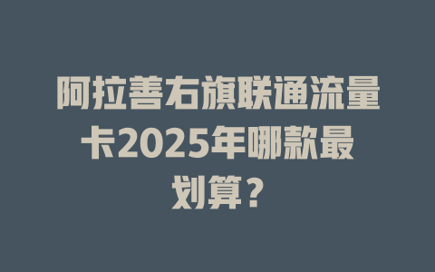 阿拉善右旗联通流量卡2025年哪款最划算？