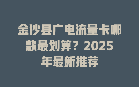 金沙县广电流量卡哪款最划算？2025年最新推荐
