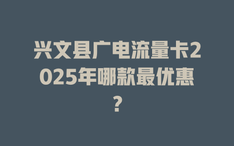 兴文县广电流量卡2025年哪款最优惠？
