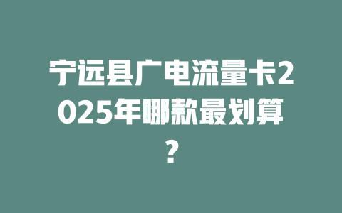宁远县广电流量卡2025年哪款最划算？