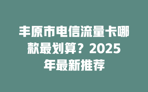 丰原市电信流量卡哪款最划算？2025年最新推荐