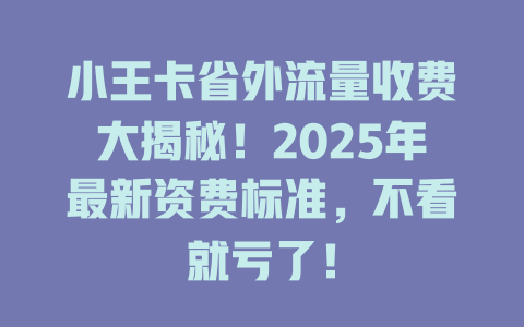 小王卡省外流量收费大揭秘！2025年最新资费标准，不看就亏了！