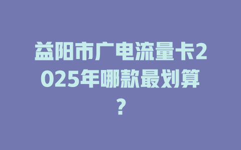 益阳市广电流量卡2025年哪款最划算？