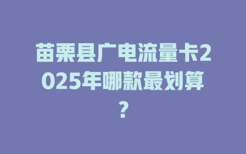 苗栗县广电流量卡2025年哪款最划算？