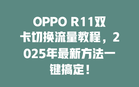 OPPO R11双卡切换流量教程，2025年最新方法一键搞定！