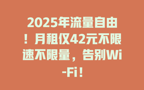2025年流量自由！月租仅42元不限速不限量，告别Wi-Fi！