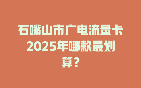 石嘴山市广电流量卡2025年哪款最划算？