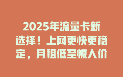 2025年流量卡新选择！上网更快更稳定，月租低至惊人价