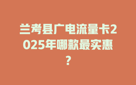 兰考县广电流量卡2025年哪款最实惠？