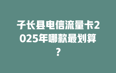 子长县电信流量卡2025年哪款最划算？