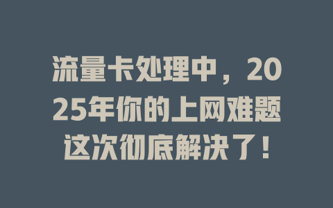 流量卡处理中，2025年你的上网难题这次彻底解决了！