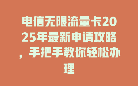 电信无限流量卡2025年最新申请攻略，手把手教你轻松办理