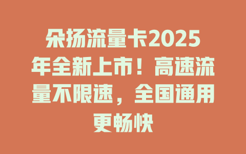 朵扬流量卡2025年全新上市！高速流量不限速，全国通用更畅快