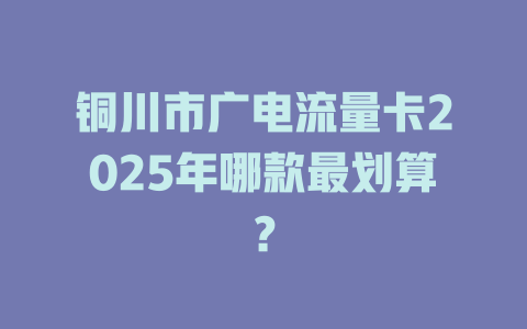 铜川市广电流量卡2025年哪款最划算？