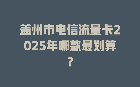 盖州市电信流量卡2025年哪款最划算？