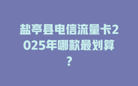 盐亭县电信流量卡2025年哪款最划算？