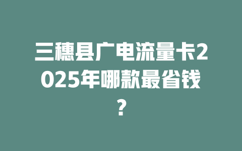 三穗县广电流量卡2025年哪款最省钱？
