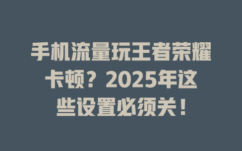 手机流量玩王者荣耀卡顿？2025年这些设置必须关！